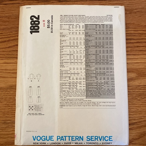 VTG Vogue American Designer Anne Klein UNCUT Pattern - Picture 2 of 11